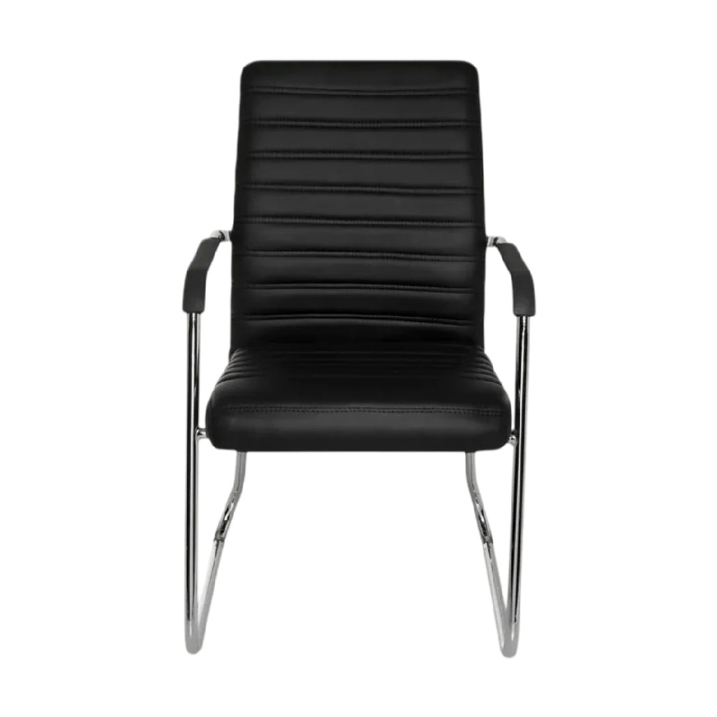 **Chaise de bureau moderne en cuir noir avec accoudoirs**