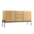 **Titre technique : Buffet en bois avec motifs géométriques et structure en métal**