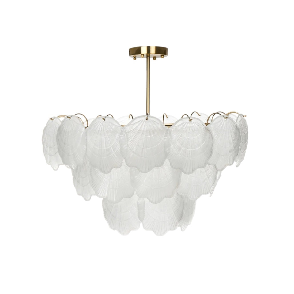 **Suspension en verre transparent avec motifs en forme de coquillage**