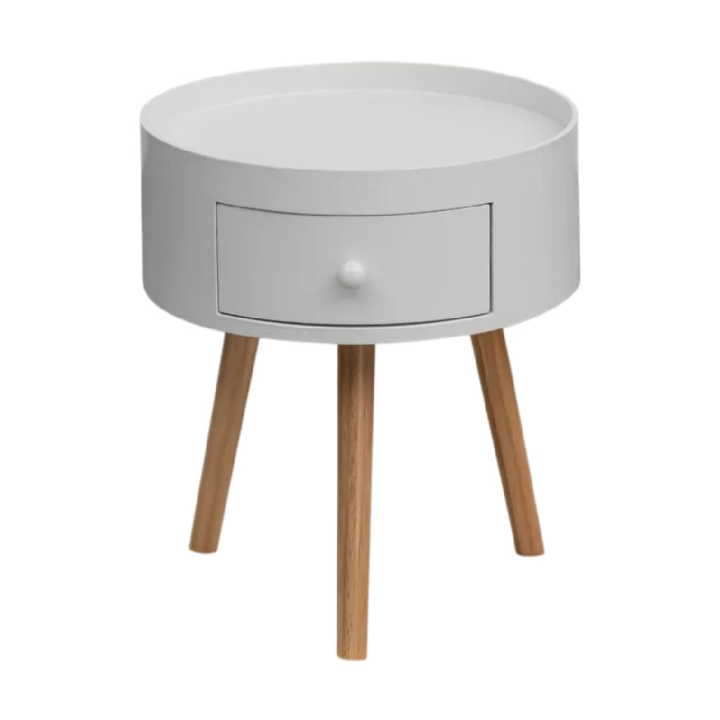 **Table de chevet moderne avec tiroir et pieds en bois**