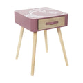 **Table de nuit moderne en bois avec tiroir décoré**