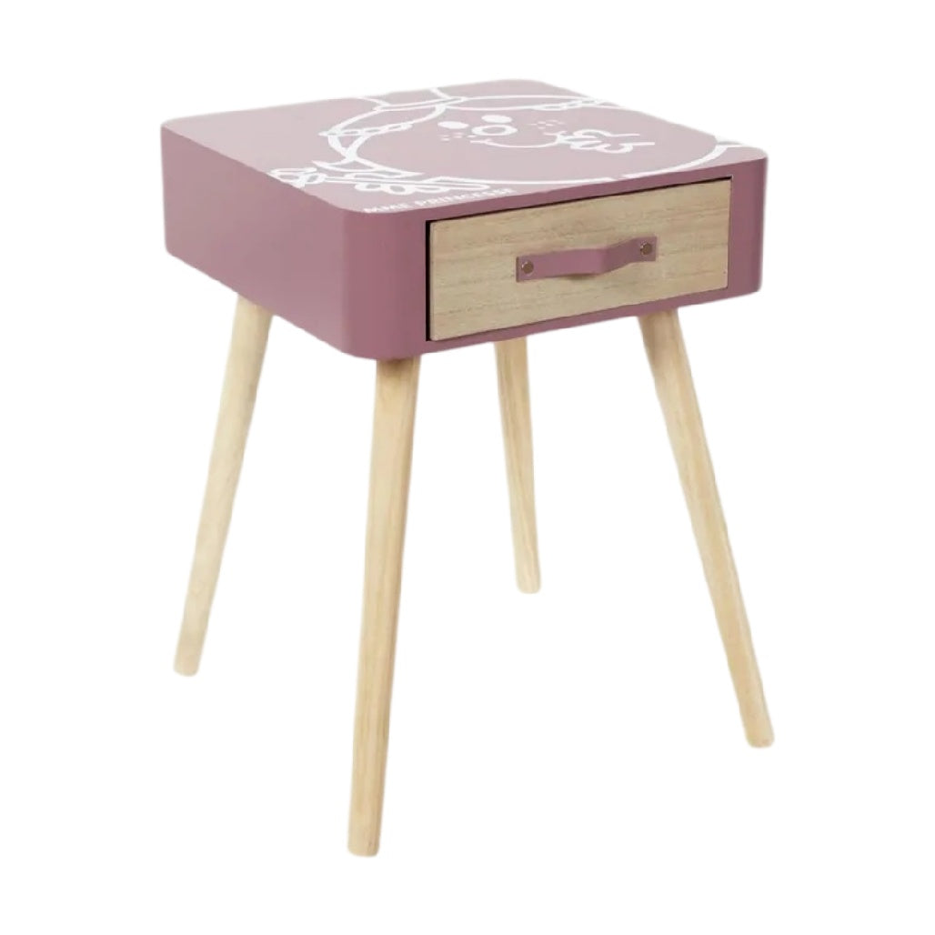 **Table de nuit moderne en bois avec tiroir décoré**